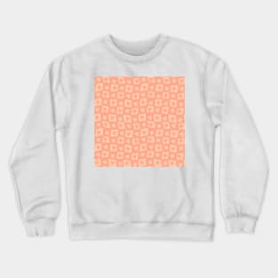 Floral Checker Board - peach and coral Crewneck Sweatshirt